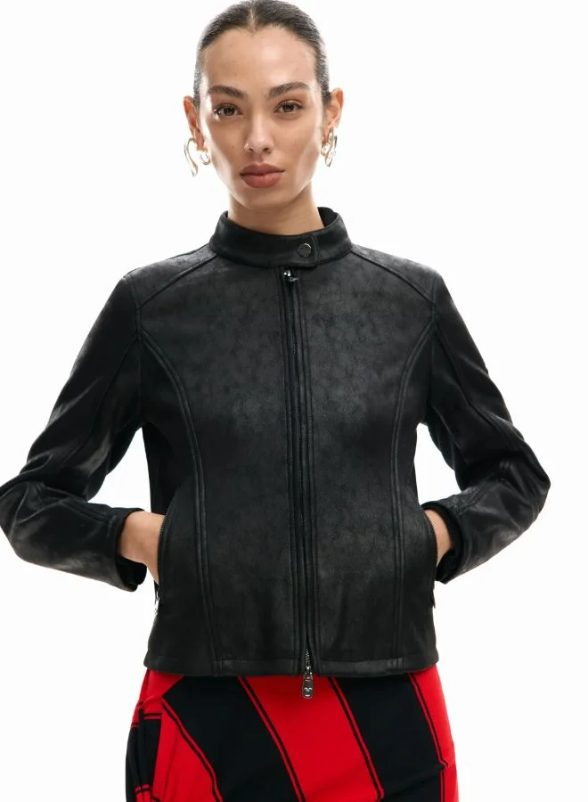 Desigual Black Mandarin Collar Jacket for Women | Best Price UAE